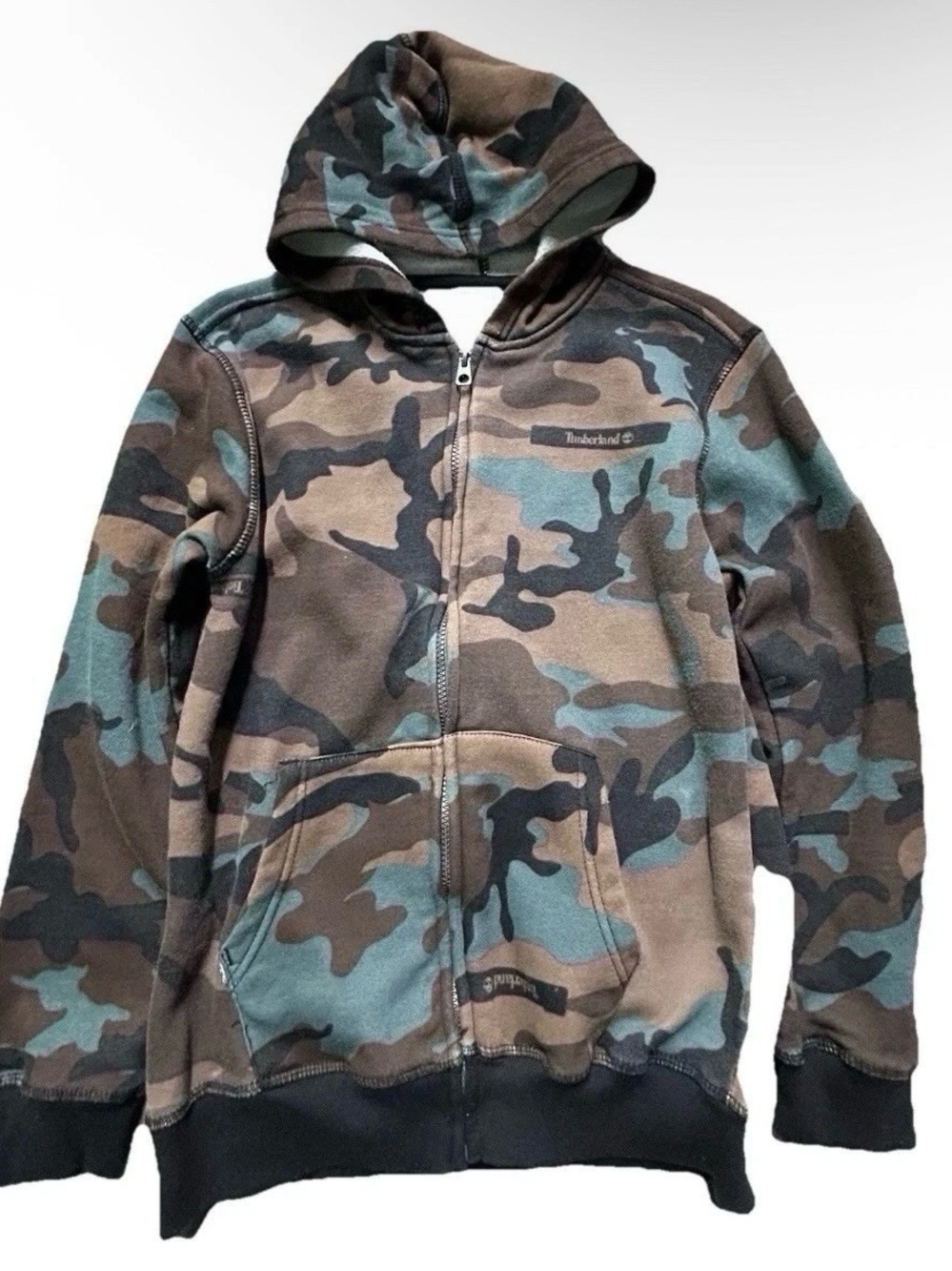 Boys Timberland Camouflage Full Zip Hoodie Size Large (14/16)
